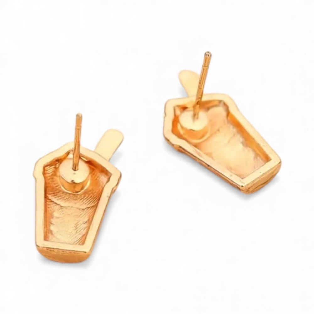 Pink Fashion Coffee Cup Shaped Stud Earrings - Picture 2 of 3